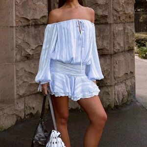 Eira Balloon Sleeve Mini Dress - Baby Blue